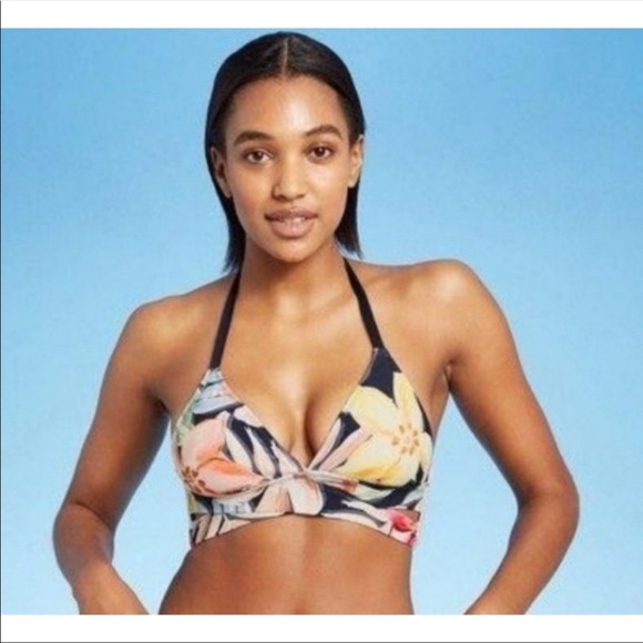 Kona Sol | Swim | Nwt Target Kona Sol Tropical Floral Cut Out Halter Bikini  Top Women Sz M | Poshmark